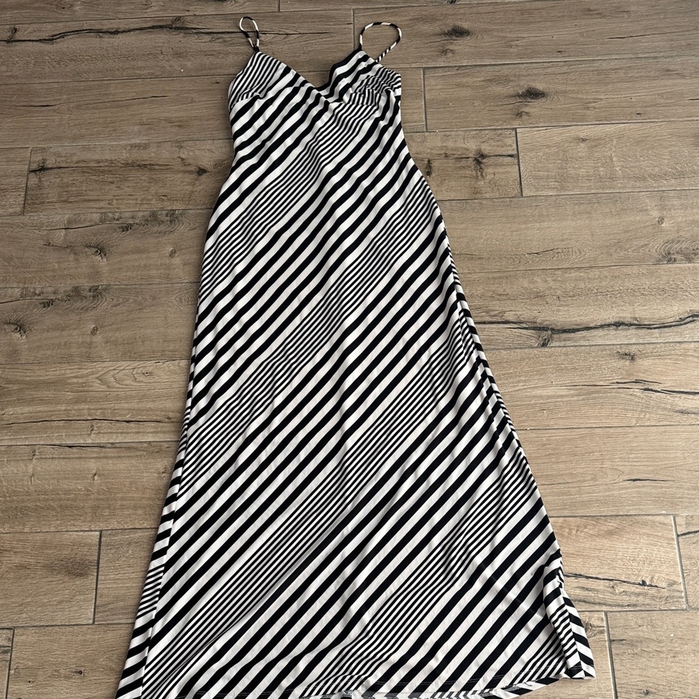 Lauren Ralph Lauren Black & White Diagonal Stripe Maxi Dress
